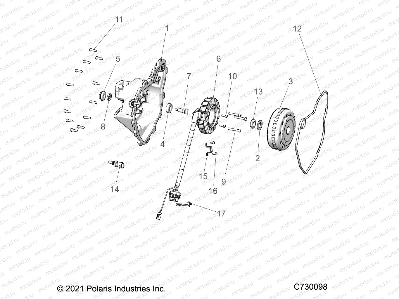 ENGINE | ENGINE, STATOR COVER and FLYWHEEL - R22MAK57B4 (C730098)