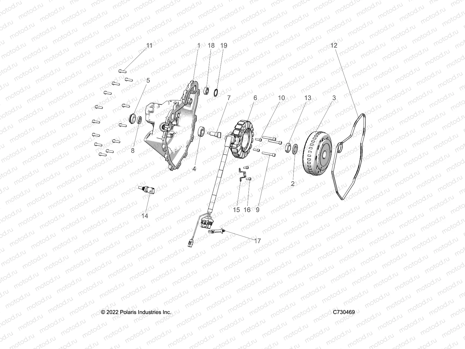 ENGINE | ENGINE, STATOR COVER and FLYWHEEL - R23M4A57B1/EB4/B9 (C730469)