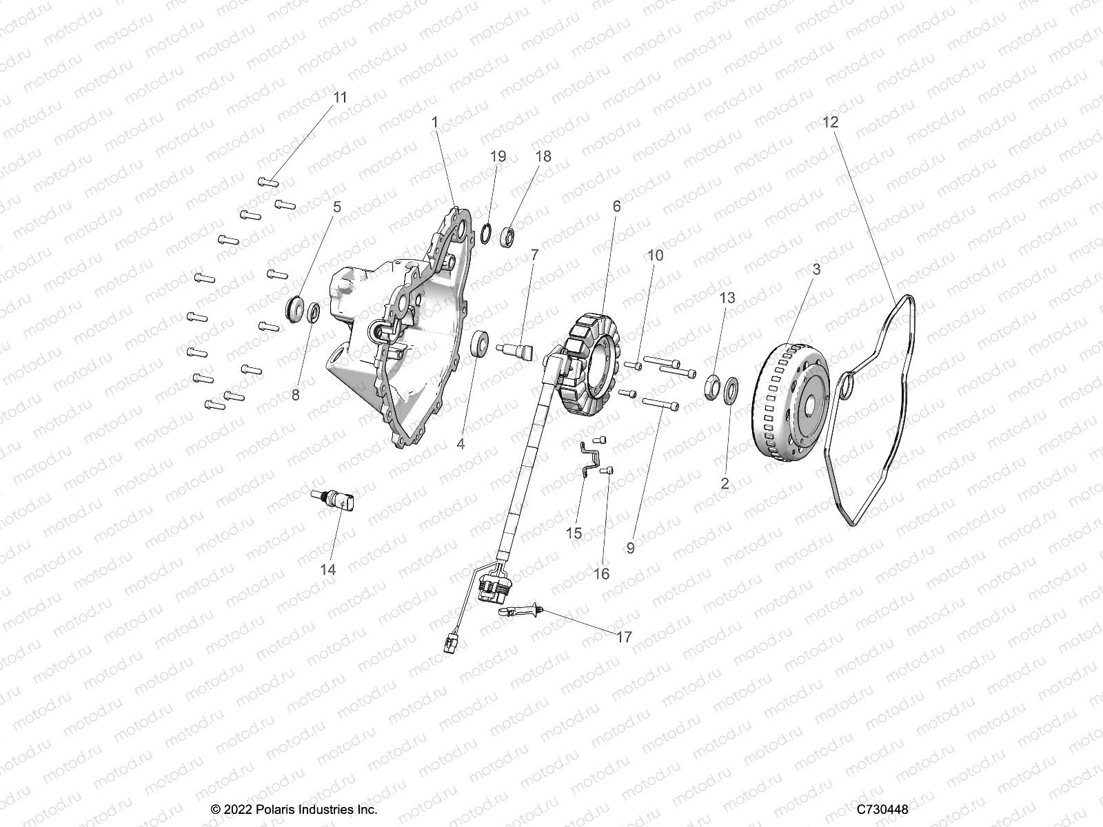 ENGINE | ENGINE, STATOR COVER and FLYWHEEL - R23MAA57B1/EB4/B9 (C730448)