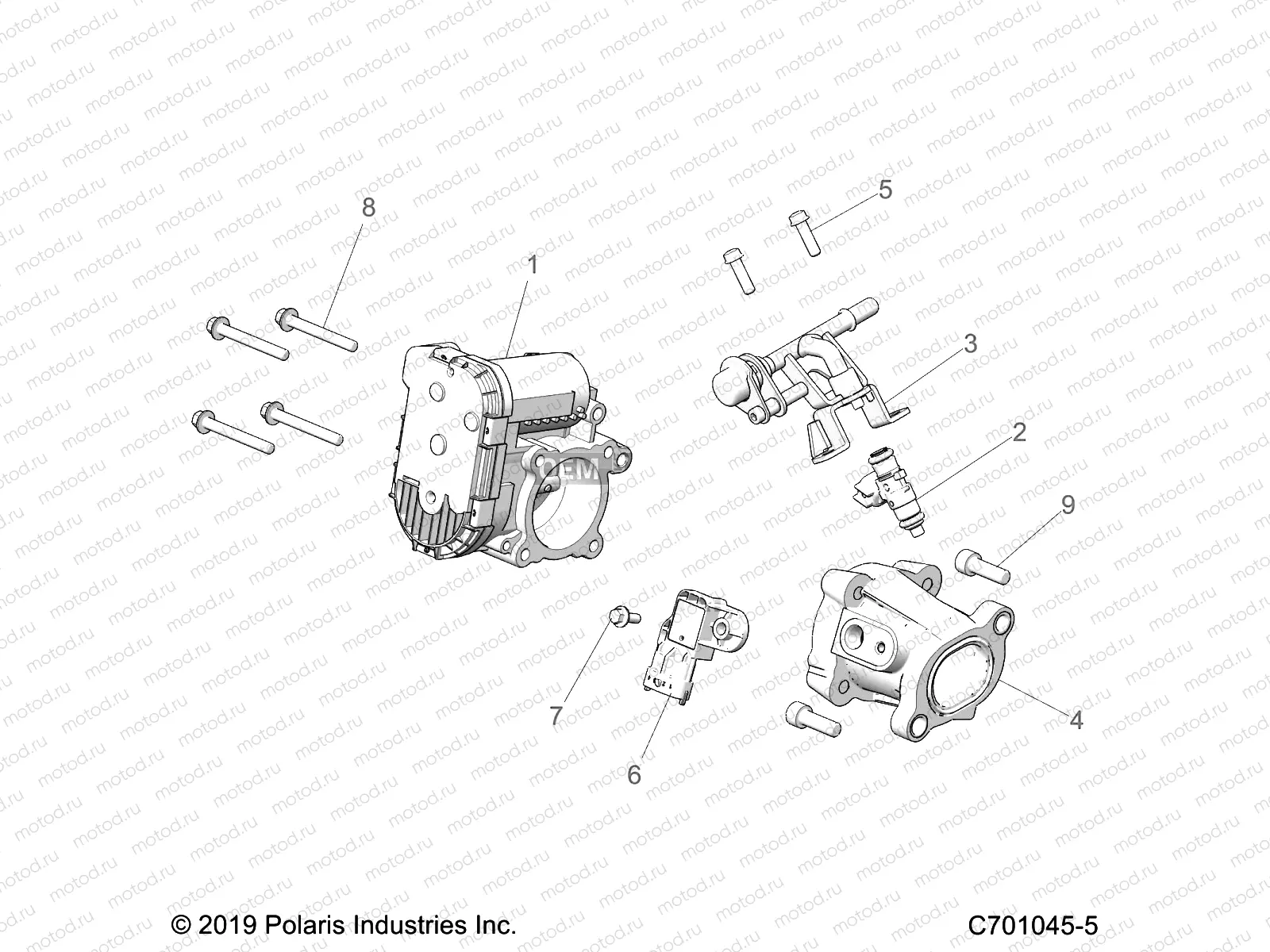 ENGINE | ENGINE, THROTTLE BODY AND FUEL RAIL - Z22CHA57A2/K2 (C701045-5)