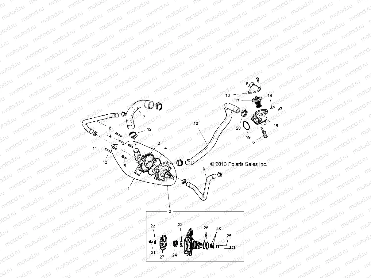 ENGINE | ENGINE, WATERPUMP AND BYPASS - Z14ST1EFX (49RGRWATERPUMP14RZR1000)
