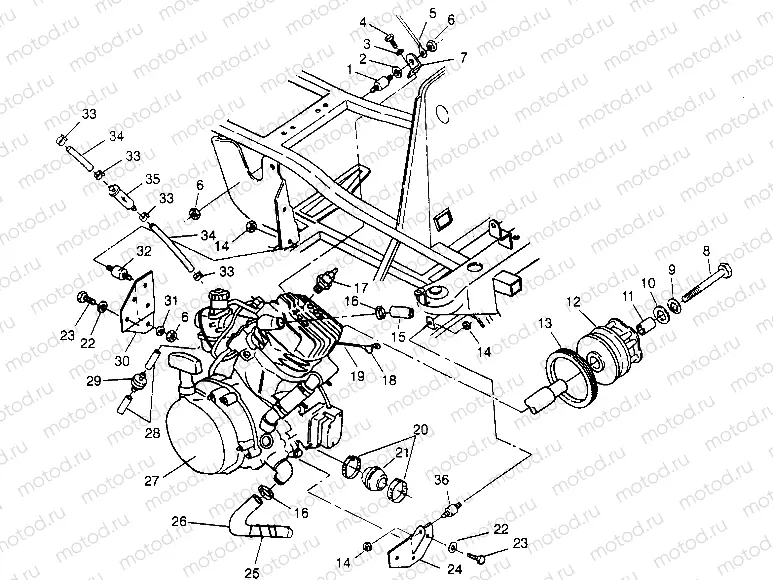 ENGINE MOUNTING 6x6 400L - U.S.  W958740 | ENGINE MOUNTING 6x6 400L - U.S.  W958740, SWEDISH  S958740 and NORWEGIAN N9 (4930273027A011)
