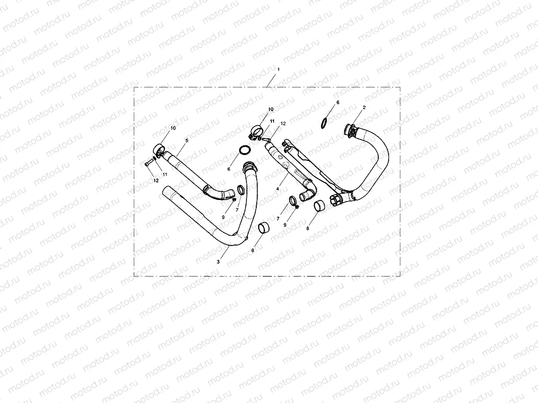 Exhaust Header, Pair, Black