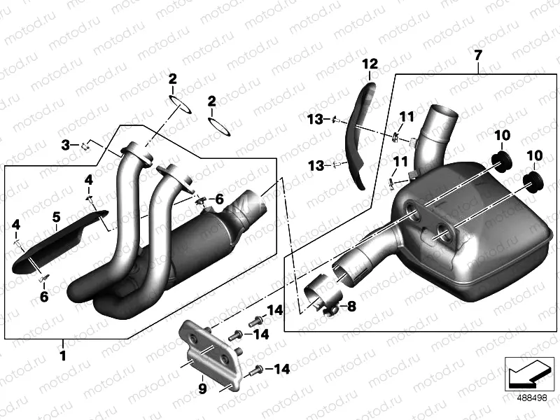 Exhaust manifold with front muffler