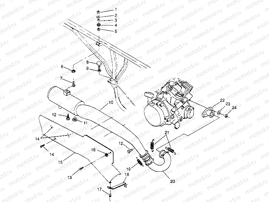 EXHAUST SYSTEM 6x6 400L - U.S.  W958740 | EXHAUST SYSTEM 6x6 400L - U.S.  W958740, SWEDISH  S958740 and NORWEGIAN N95 (4930273027A013)