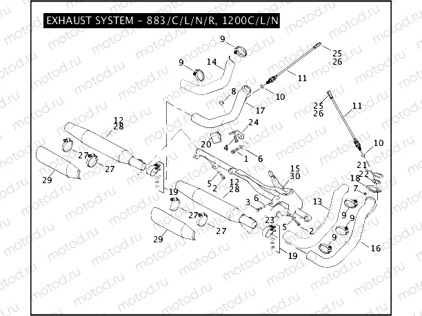 EXHAUST SYSTEM - 883/C/L/N/R, 1200C/L/N/R