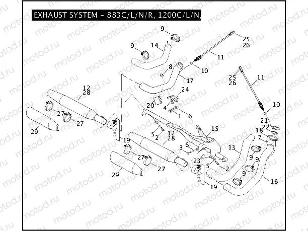 EXHAUST SYSTEM - 883C/L/N/R, 1200C/L/N/X