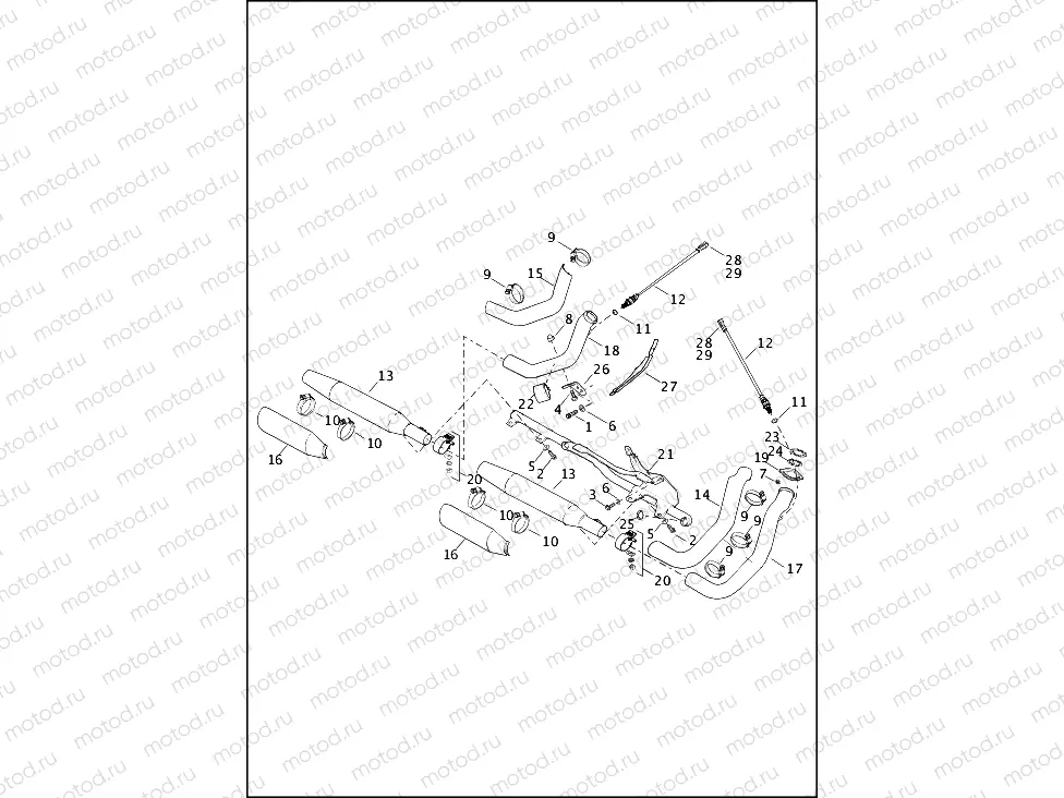 EXHAUST SYSTEM - 883L/N/R, 1200C/CA/CB/CP/V/X (2 OF 2)