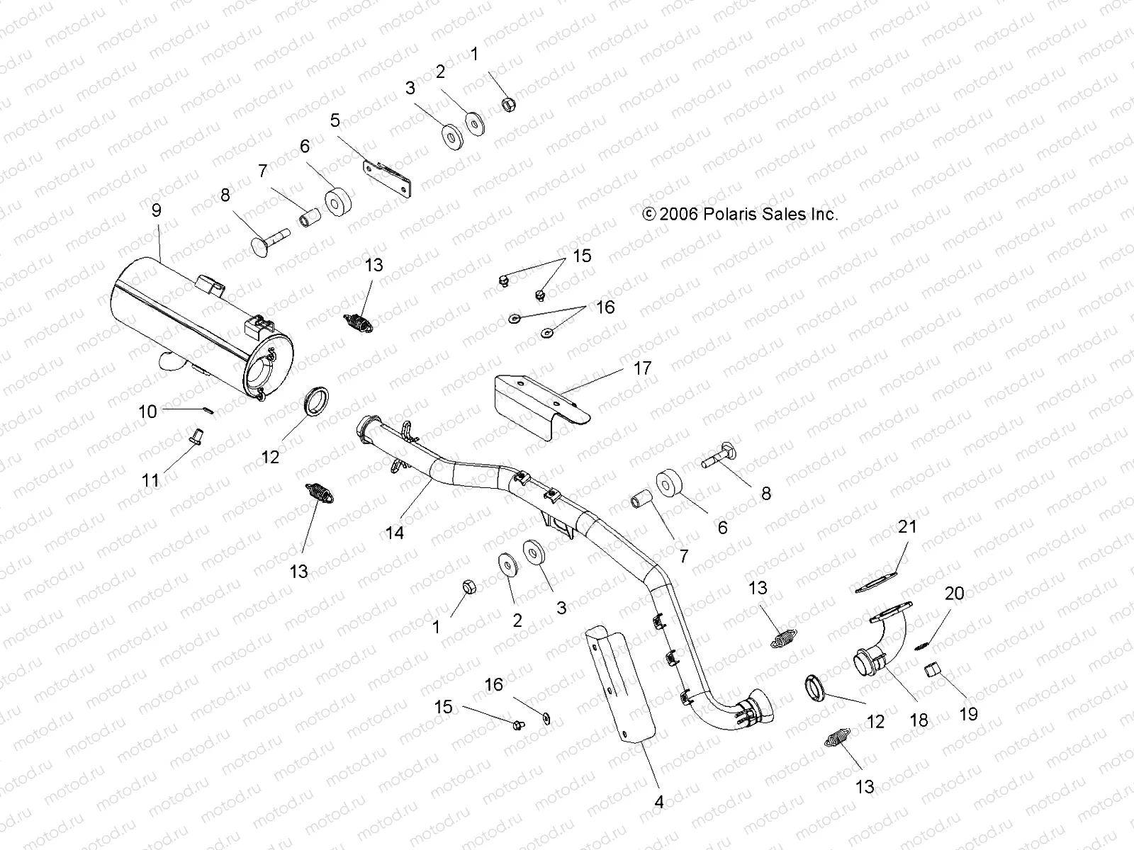 EXHAUST SYSTEM - A07MH50FC (49ATVEXHAUST500EFI) | EXHAUST SYSTEM - A07MH50FC (49ATVEXHAUST500EFI)