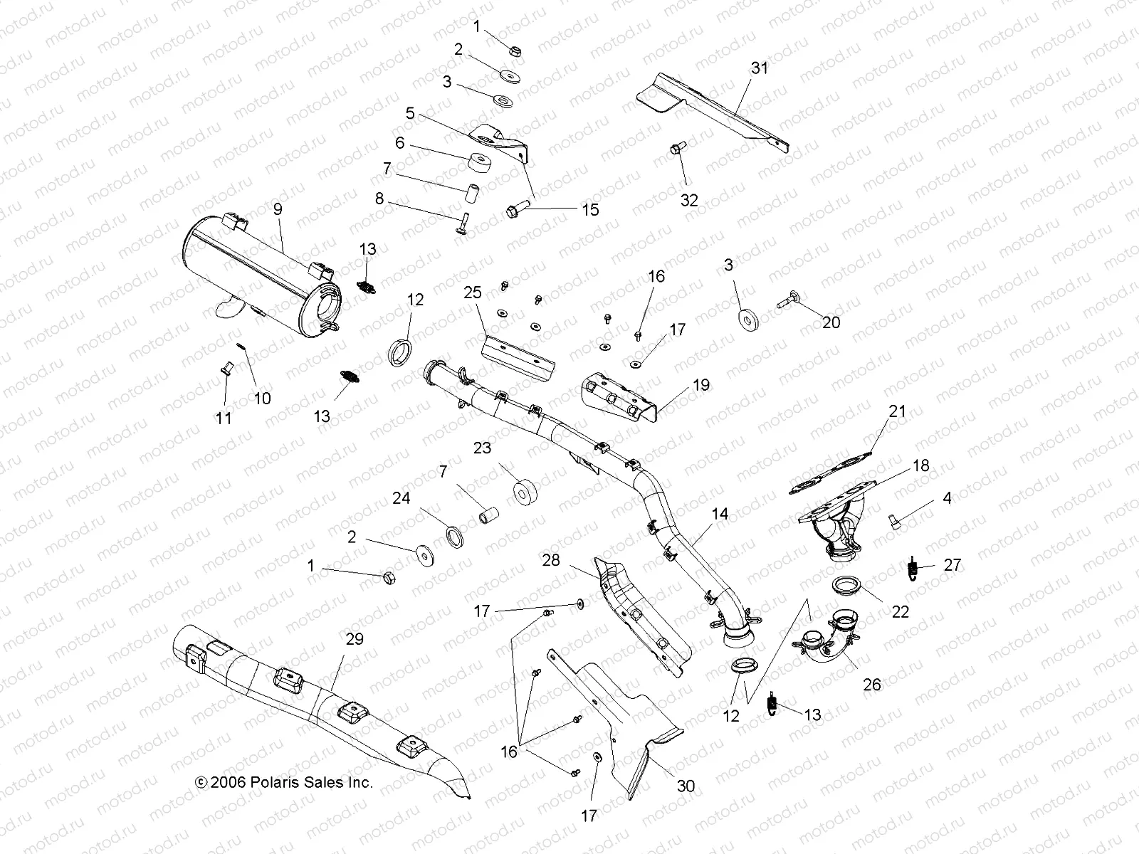 EXHAUST SYSTEM - A07TH76AU/TN76AF/AL/AU (49ATVEXHAUST07X2800) | EXHAUST SYSTEM - A07TH76AU/TN76AF/AL/AU (49ATVEXHAUST07X2800)