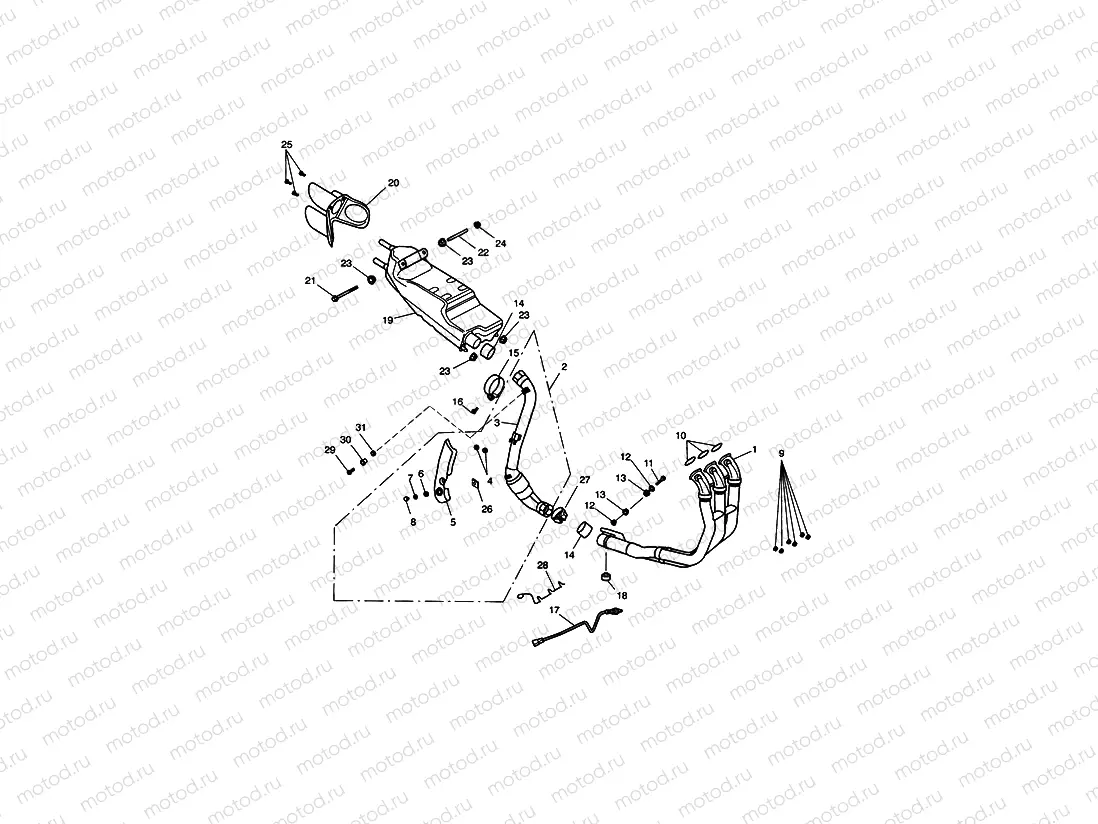 Exhaust System - All markets except AU, NZ & ZA 281466>