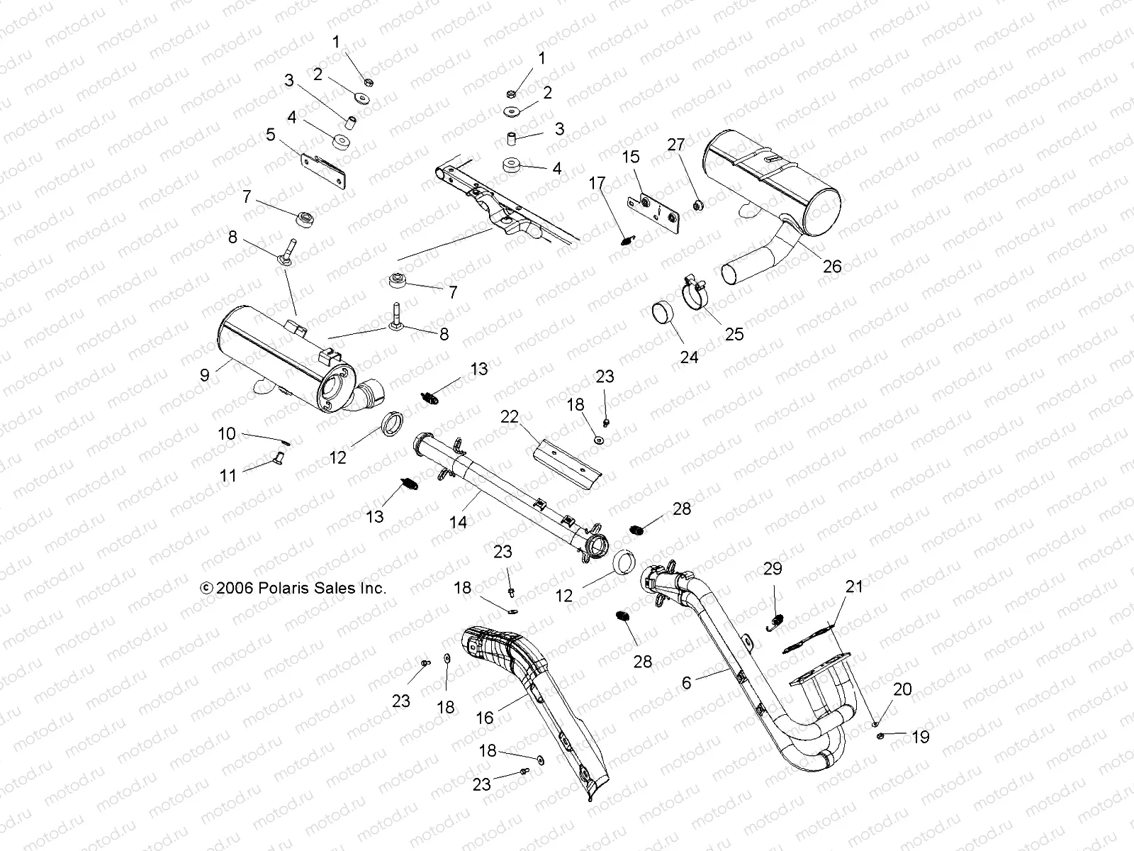 EXHAUST SYSTEM | EXHAUST SYSTEM, DUAL - A07MH76FA (49ATVEXHAUST800EFIDL)