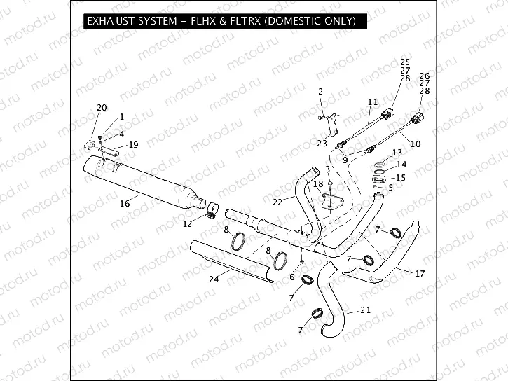 EXHAUST SYSTEM - FLHX & FLTRX (DOMESTIC ONLY)