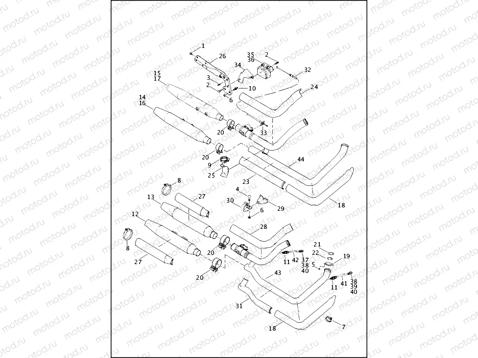 EXHAUST SYSTEM - FLS, FLSTF, FLSTFB, FLSTN & FXS (1 OF 3)