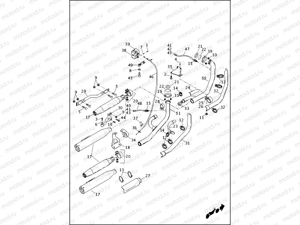 EXHAUST SYSTEM - FXDC, FXDB, FXDBP & FXDBB (2 OF 2)