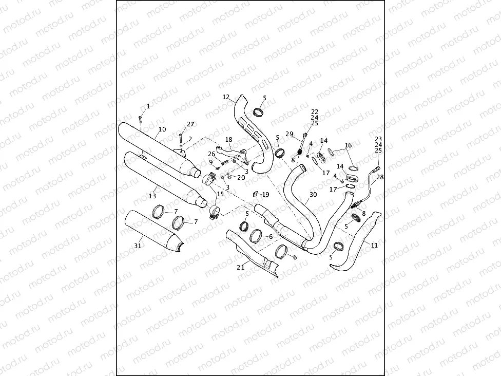 EXHAUST SYSTEM - FXDF, FXDLS AND FXDWG (1 OF 2)