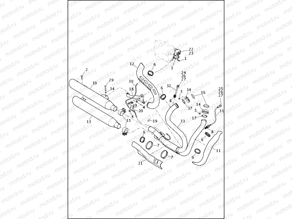 EXHAUST SYSTEM - FXDF, FXDLS AND FXDWG (2 OF 2)
