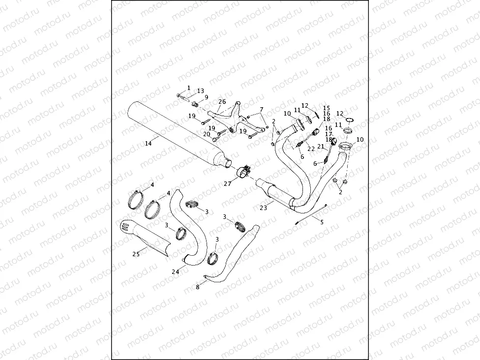 EXHAUST SYSTEM - FXDL (Asia-Pacific, Australia, Brazil, Canada, Domestic)