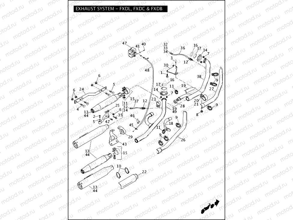 EXHAUST SYSTEM - FXDL, FXDC & FXDB (2 OF 2)
