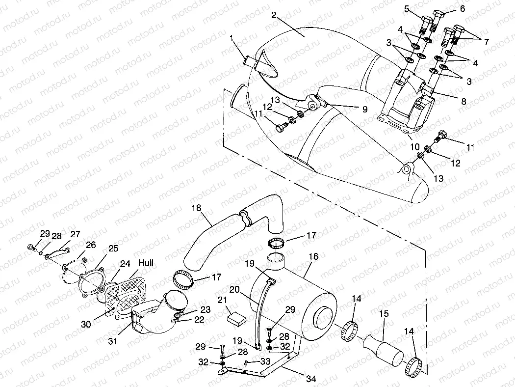 EXHAUST SYSTEM SL 900 B964291 and  Intl. SL 900 I964291 (4935583558B005) | EXHAUST SYSTEM SL 900 B964291 and  Intl. SL 900 I964291 (4935583558B005)