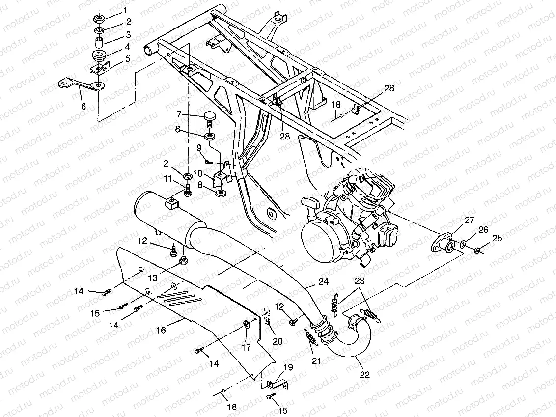 EXHAUST SYSTEM Sportsman 400L W97AC38C (4939673967A012) | EXHAUST SYSTEM Sportsman 400L W97AC38C (4939673967A012)