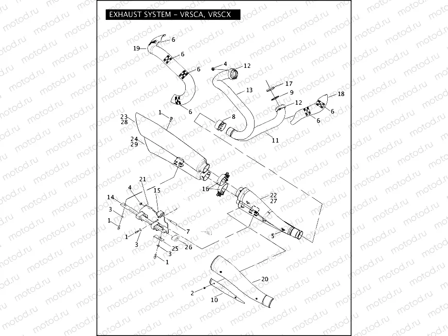 EXHAUST SYSTEM - VRSCA, VRSCX
