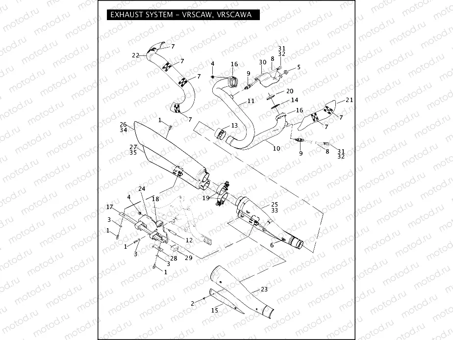 EXHAUST SYSTEM - VRSCAW, VRSCAWA