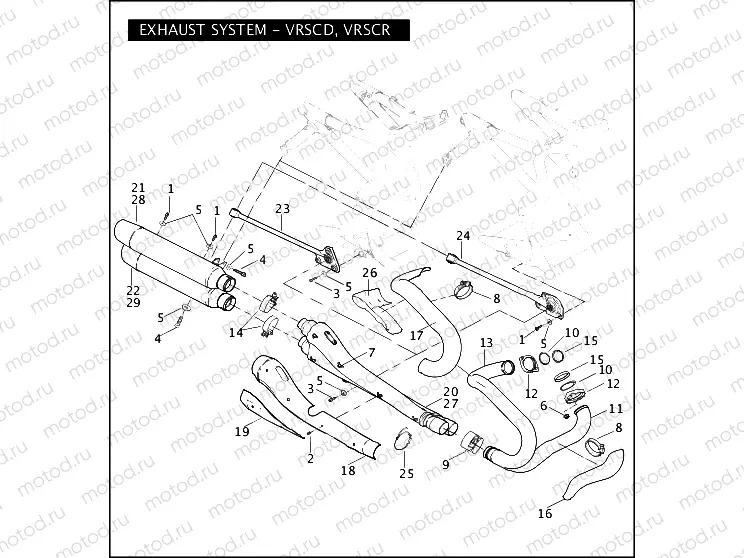 EXHAUST SYSTEM - VRSCD, VRSCR