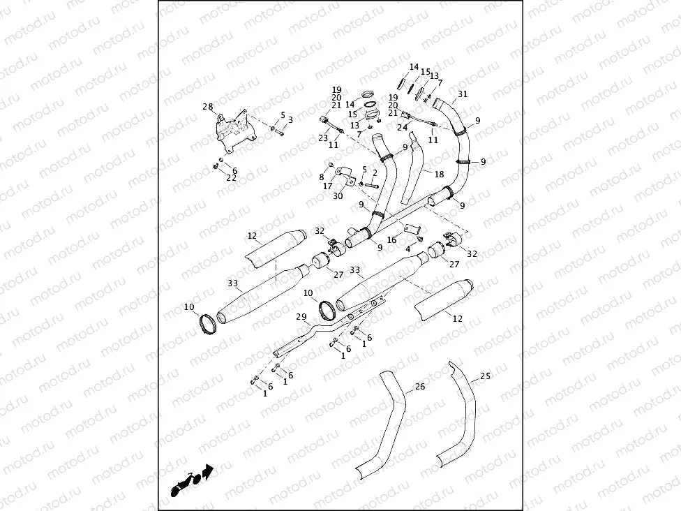 EXHAUST SYSTEM - XL1200C, XL1200T