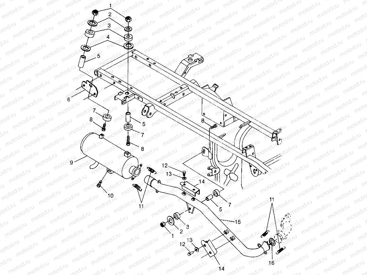 EXHAUST SYSTEM  XPLORER 500 W97CD50A (4941354135A014) | EXHAUST SYSTEM  XPLORER 500 W97CD50A (4941354135A014)