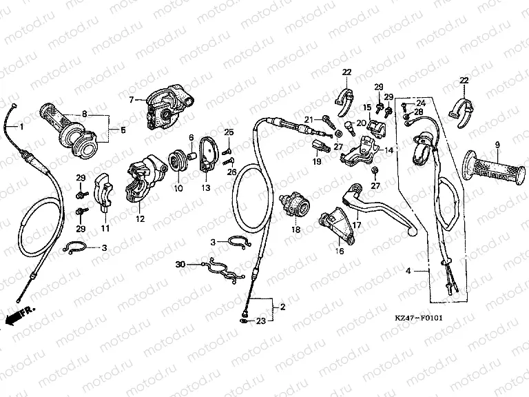 F-1-1 HANDLE LEVER / SWITCH / CABLE (CR125R4-7)