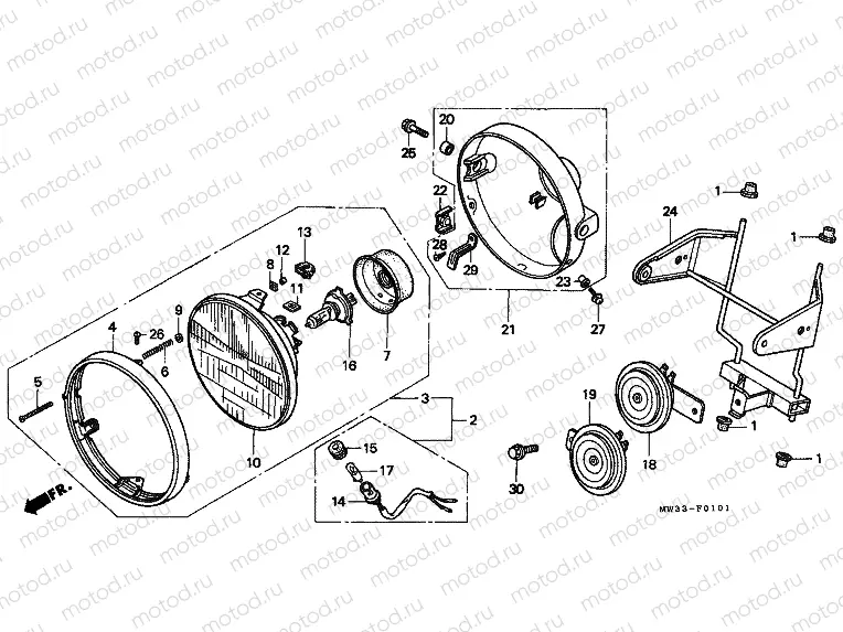 F-1-1 HEADLAMP (CB750F2)