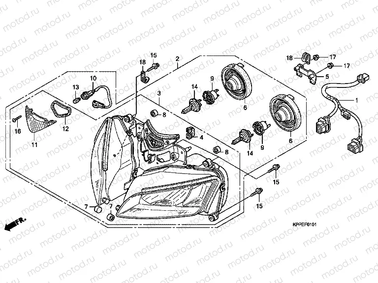 F-1-1 HEADLAMP (CBR125RW7 / RW9 / RWA)