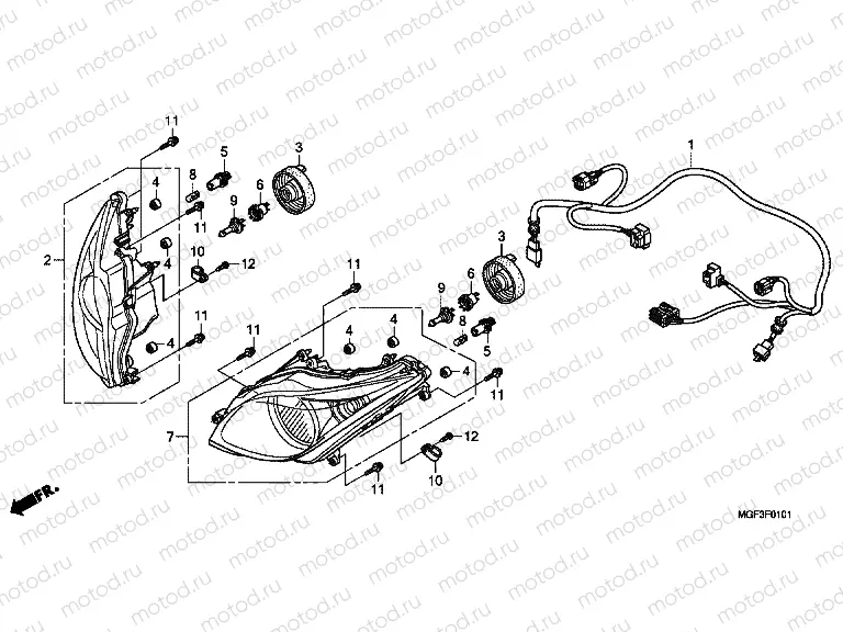 F-1-1 HEADLAMP (FJS600A9-2KO / FJS600AB / DB)