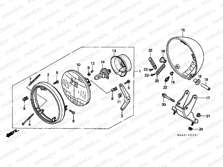 F-1-1 HEADLAMP (VT1100CV / CW)