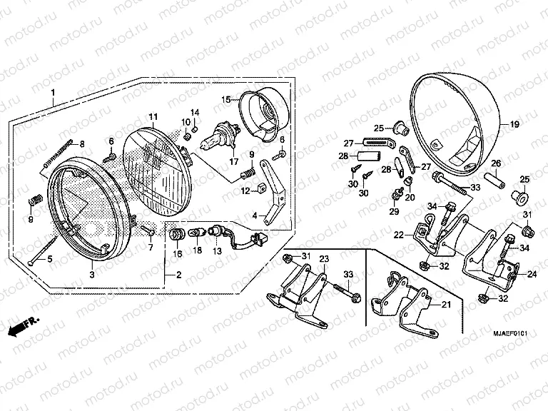 F-1-1 HEADLAMP (VT750C2B / C2S / S-ED, 2ED, U)