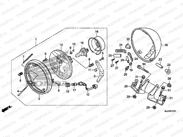 F-1-1 HEADLAMP (VT750C2S-2ED)