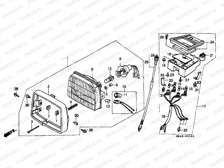 F-1-1 HEADLIGHT / SPEEDOMETER (C50LAG / G / SN)