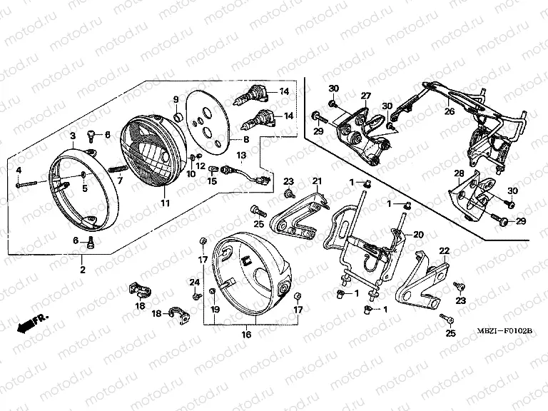 F-1-2 HEADLAMP (CB600F3 / 4/5/6)