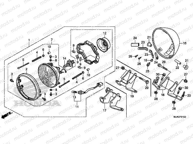 F-1-2 HEADLAMP (VT750C2B / C2S / S-E, 3E)