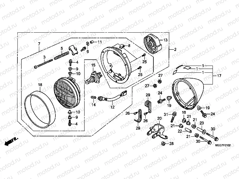 F-1-2 HEADLAMP (VT750CS / C / CA)