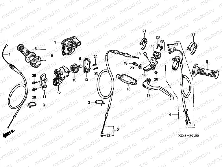 F-1 HANDLE LEVER / SWITCH / CABLE (CR125R2,3)