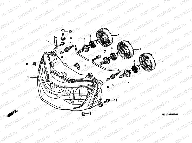 F-1 HEADLAMP (CBR900RRY, 1 / RE1)