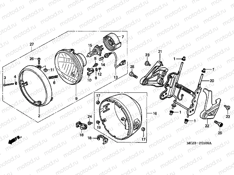 F-1 HEADLAMP (E / ED / EC / F / G / H / KO)