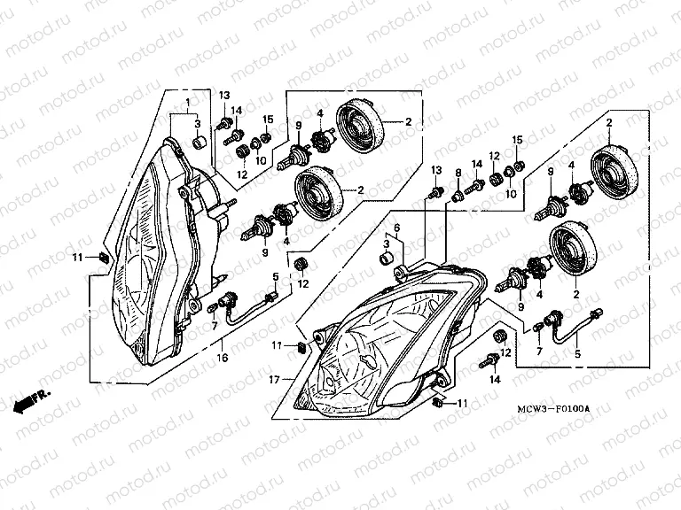 F-1 HEADLAMP (E, ED, EK, F)