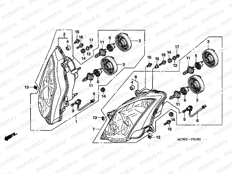 F-1 HEADLAMP (E, ED, EK, F)