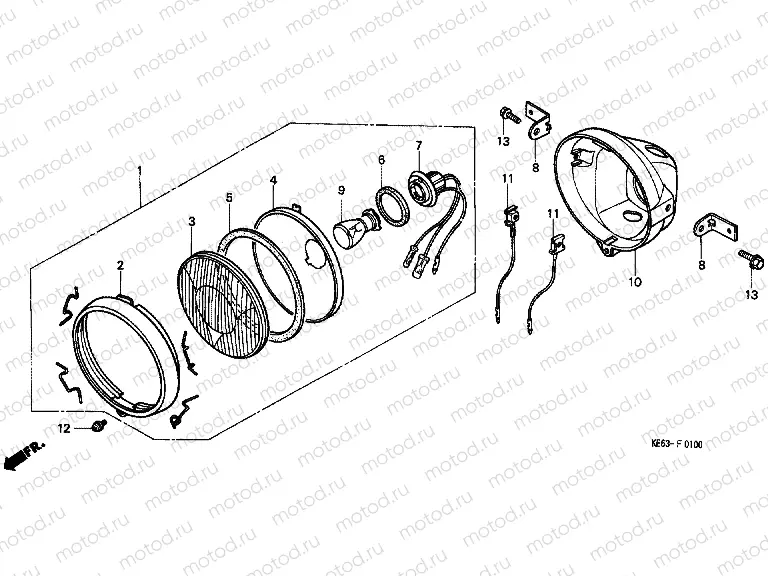 F-1 HEADLAMP (EXCEPT E)
