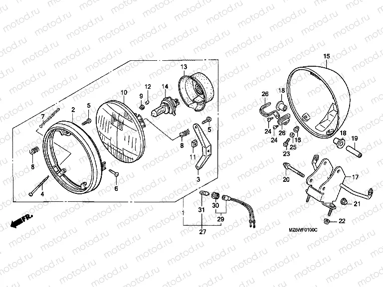 F-1 HEADLAMP (VF750CW / X / Y) (VF750C2W / X / Y)