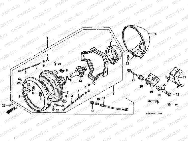 F-1 HEADLAMP (VT1100CS / CT)