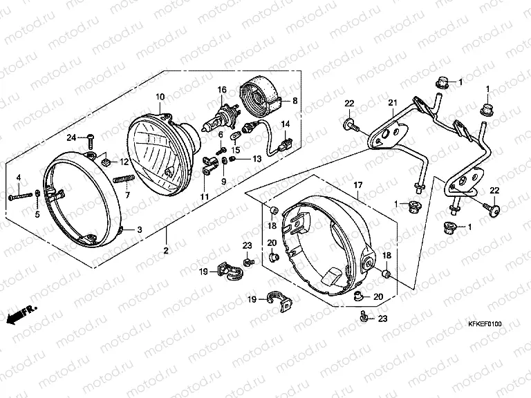 F-1 HEADLAMP (VTR250-ED, F)